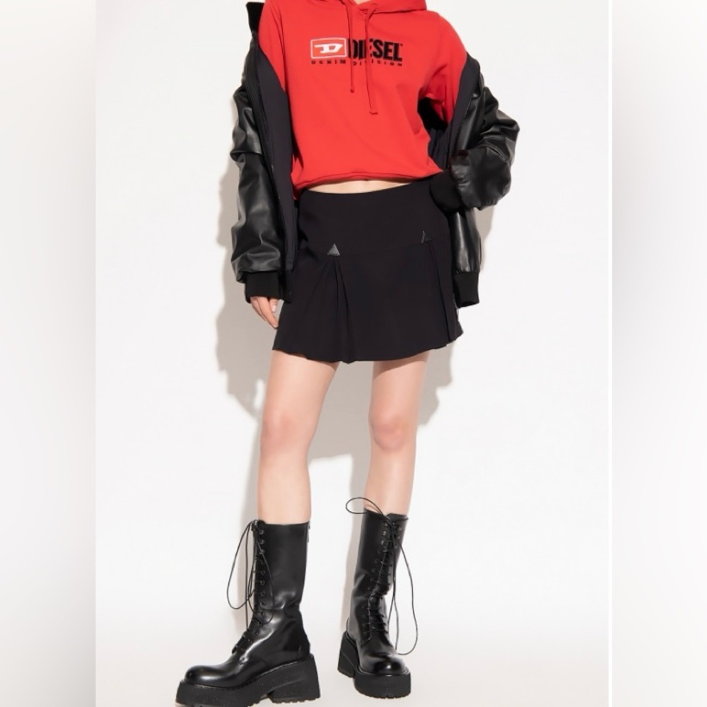 Diesel red‎ embroidered patch pullover hoodie size medium